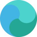 Tai Chi Earth Logo - Tri yin yang Earth with Turquoise air, blue water and green earth.