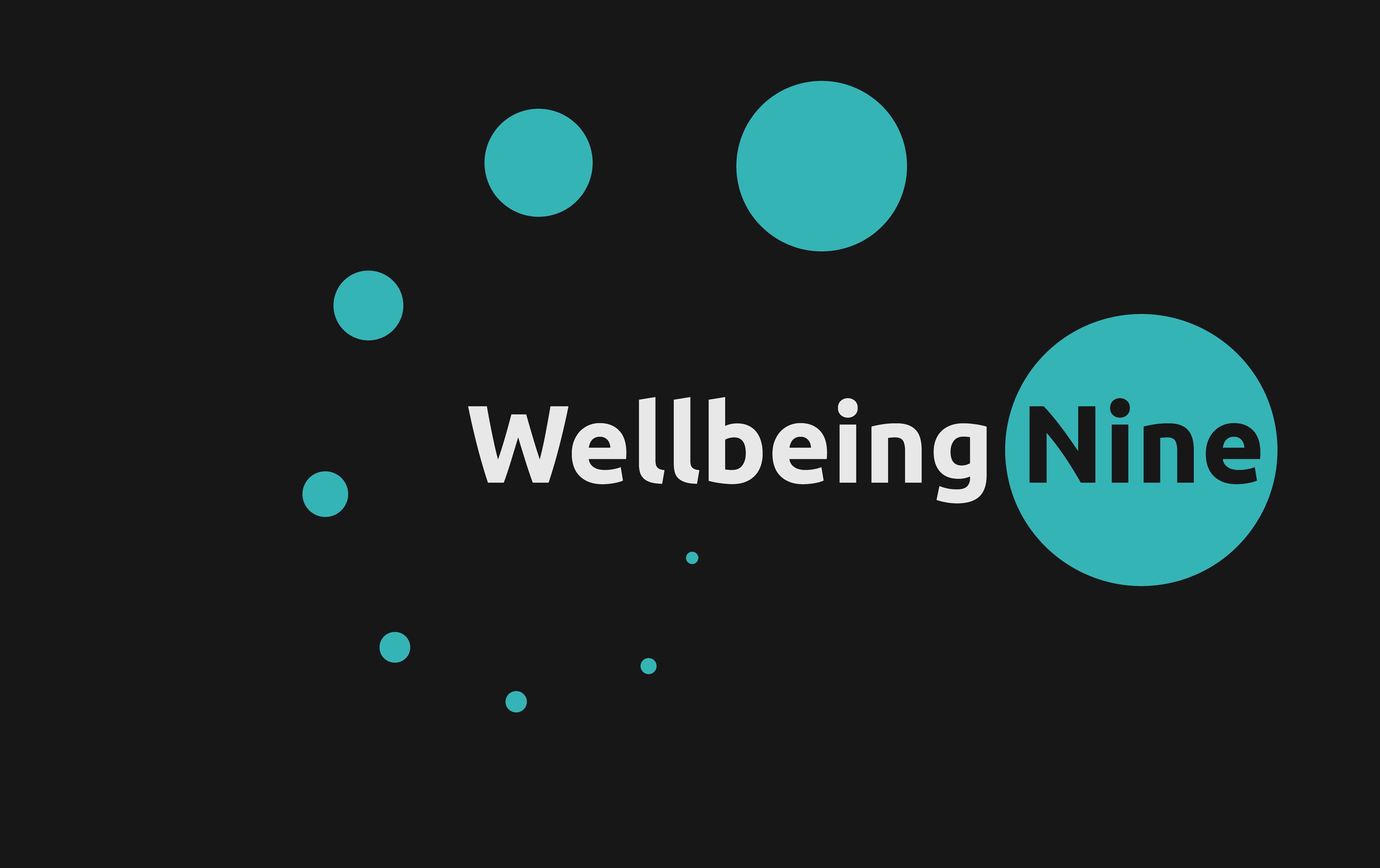 Wellbeing nine with 9 turquoise balls in a spiral